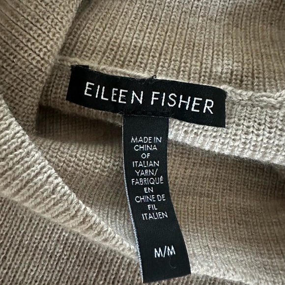 Eileen Fisher Light Tan Very Soft Merino Wool Sweater - Picture 5 of 9